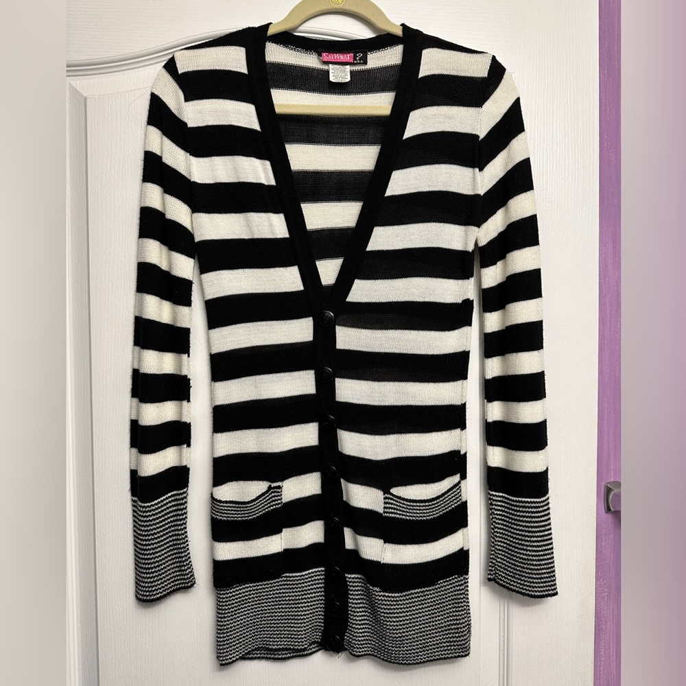 Say What? Black and White Cardigan
